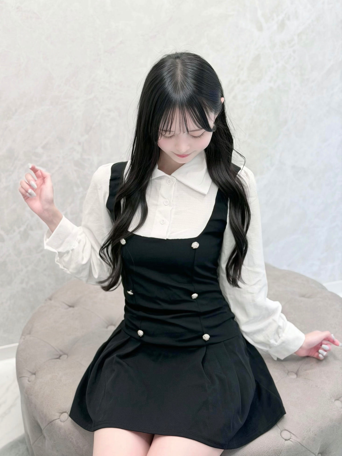 サイドプリーツシアーミニワンピ