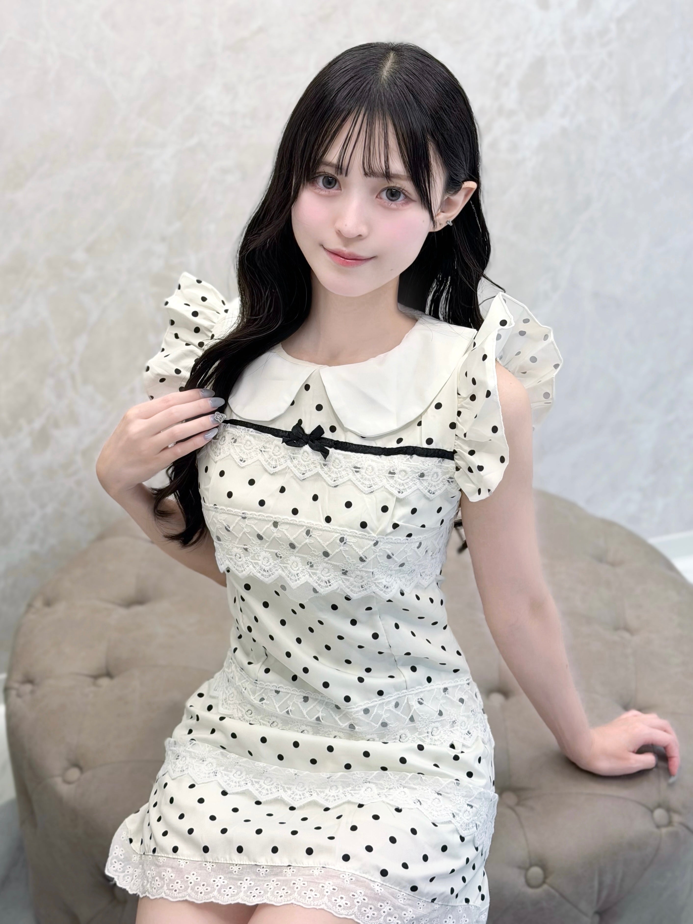 ドーリーレースドットリボンミニワンピ