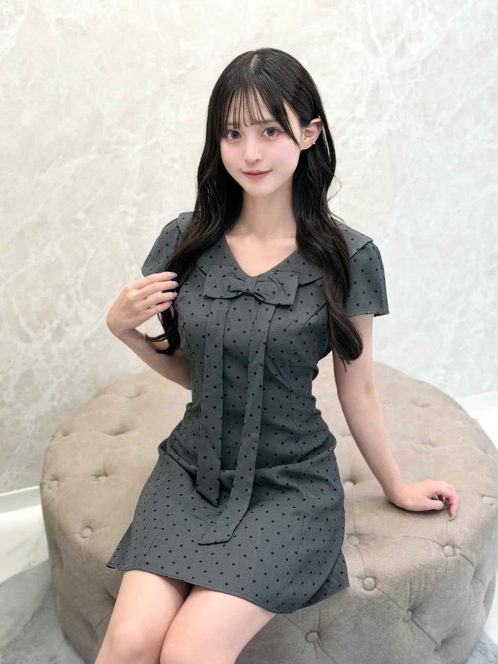 リボンドットミニワンピ
