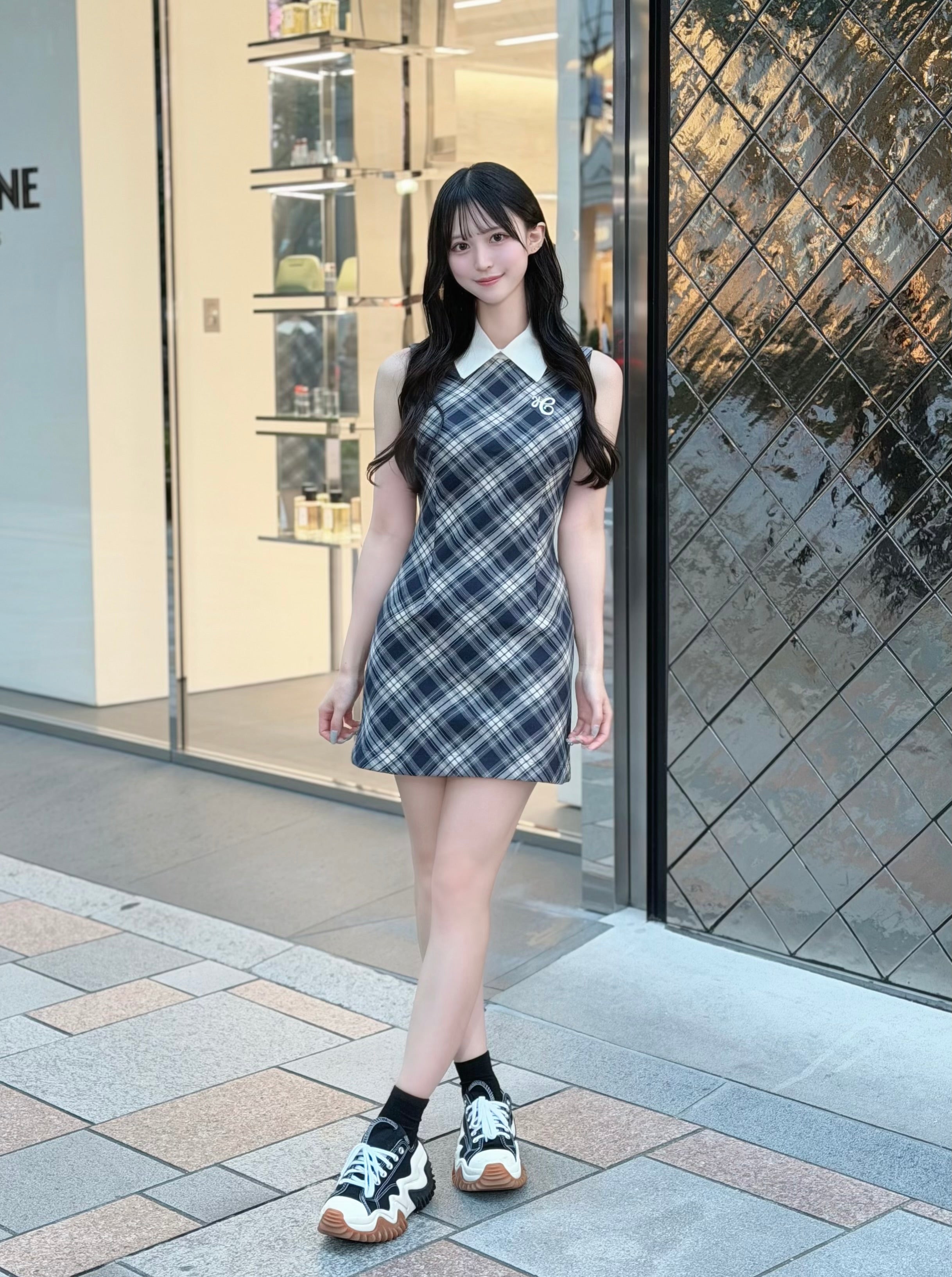チェックミニタイトワンピ